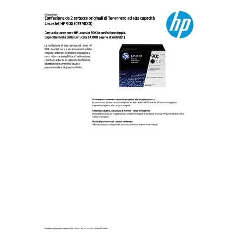 Toner alta capacità 90X HP nero  Conf. 2 - CE390XD